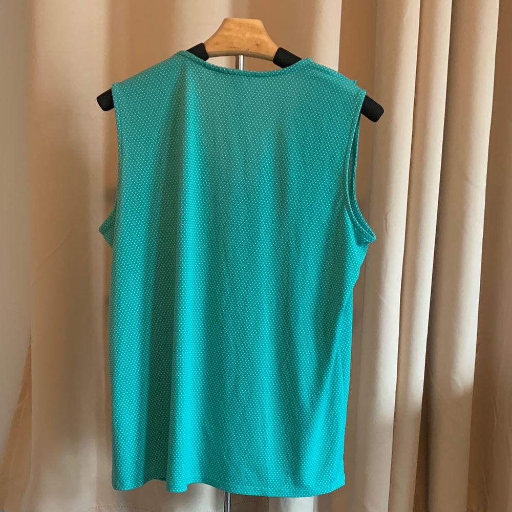 ADRIANNA PAPELL Turquoise Ruffle V-Neck Blouse - Picture 3 of 4